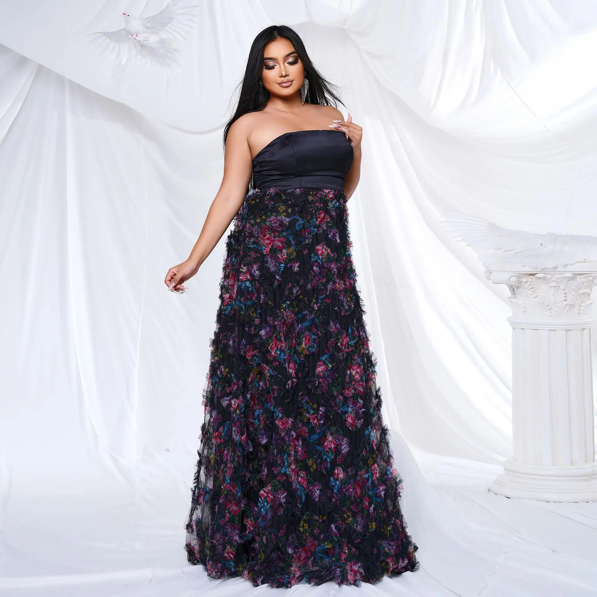 Sexy Large Size Women's Long One-oulder Evening Dr Maxi Skirt Ele Draped Evening Gown Commute Sle Pure Color PU Ma...