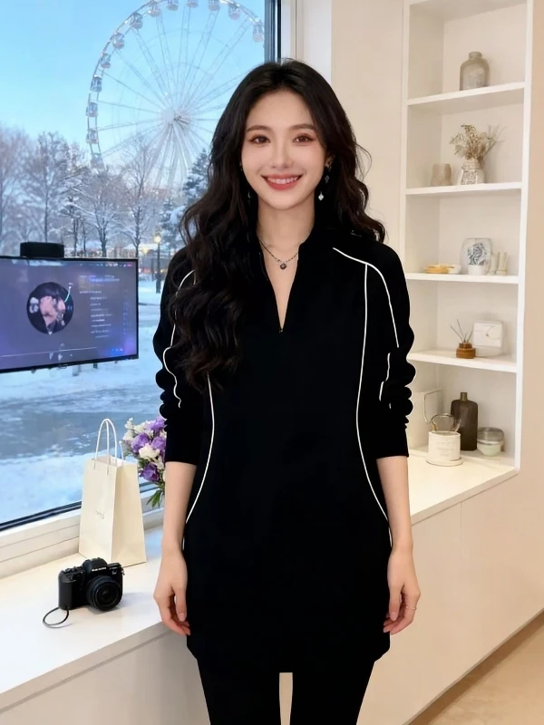 

Американский свободный худи на молнии для женщин, весенняя новинка, большие размеры, повседневный универсальный топ в полоску с дизайнерскими вставками, женская толстовка