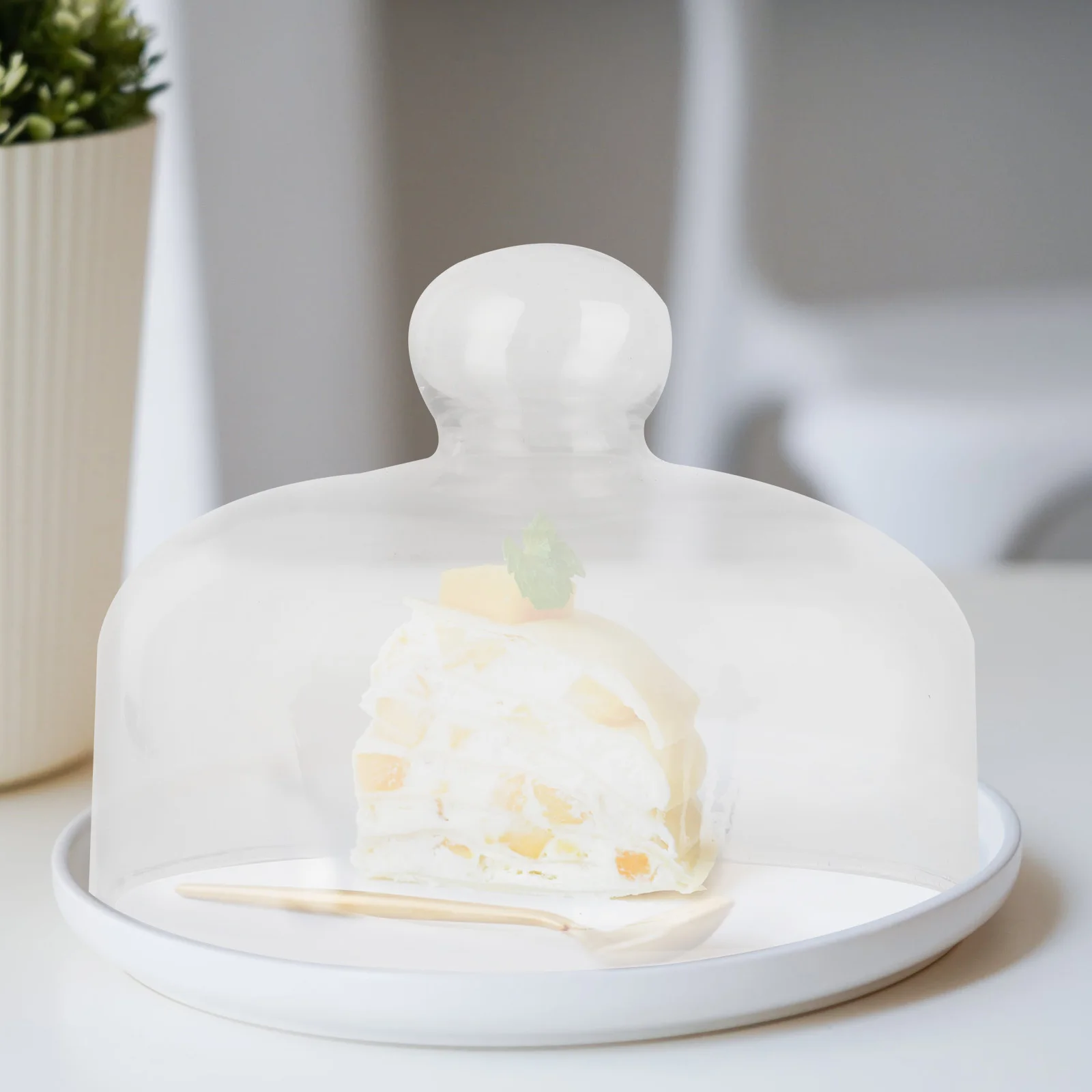 

1Pcs Glass Cake Cover Transparent Dome Dustproof Lead-Free Food Storage Crystal Diameter 18cm Height 14cm