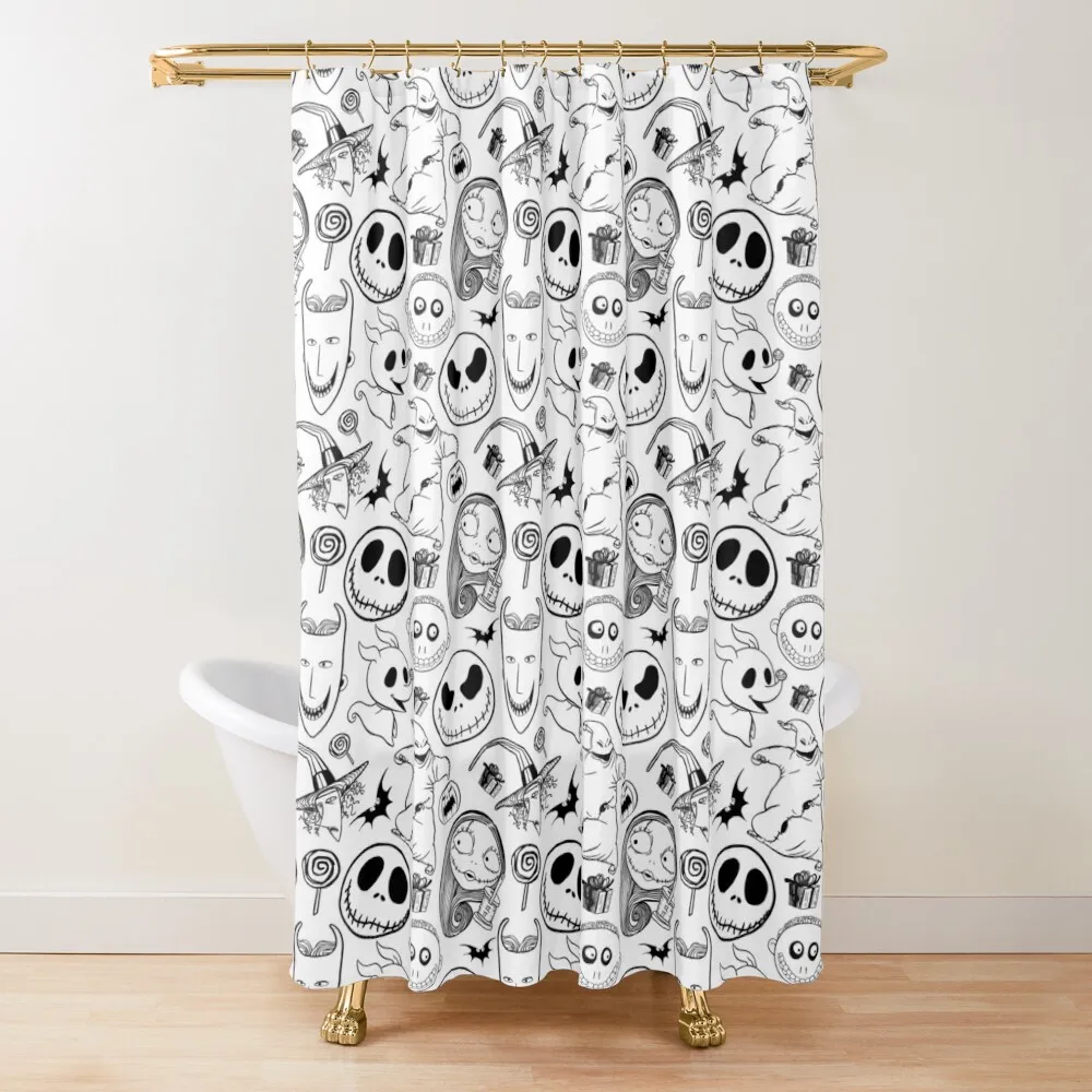 

Nightmare before Christmas Pattern Shower Curtain Bathtub Bathroom Decor Anti-Mold Waterproof Shower Curtain