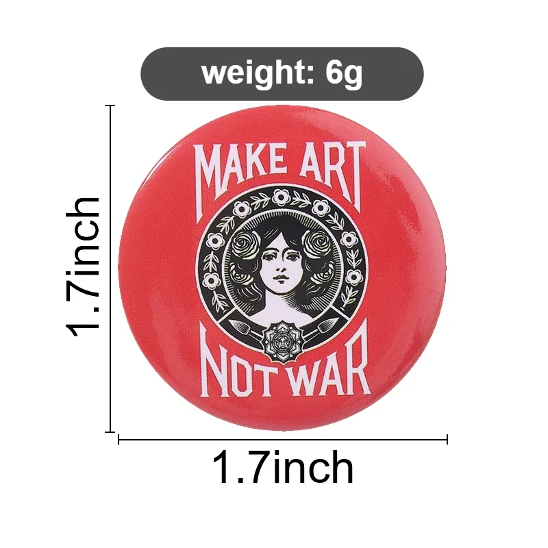 MAKE ART NOT WAR Enamel Pins Retro Artistic Metal Brooches Fashion Lapel Badge Backpack Clothes Jewelry Gift for Friends