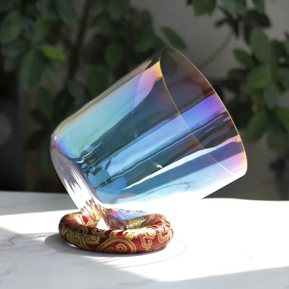 Crystal Singing Bowl Transparent Rainbow Singing Bowls Yoga Meditation Professional Bowl Sound Healing Percussion Instruments