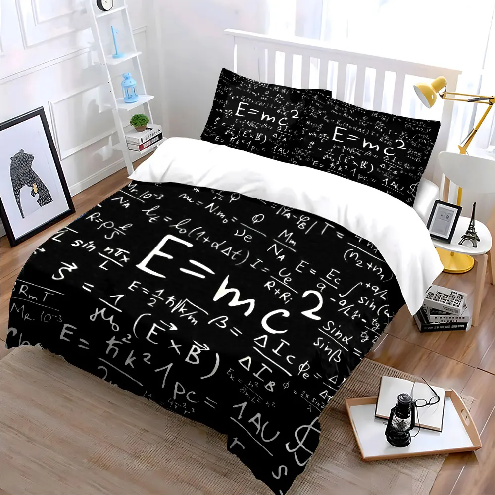 Math Formula Themed Decorative Set Bedding Set with 1 Duvet Cover 2 Pillowcases Single Double King Queen, Gift