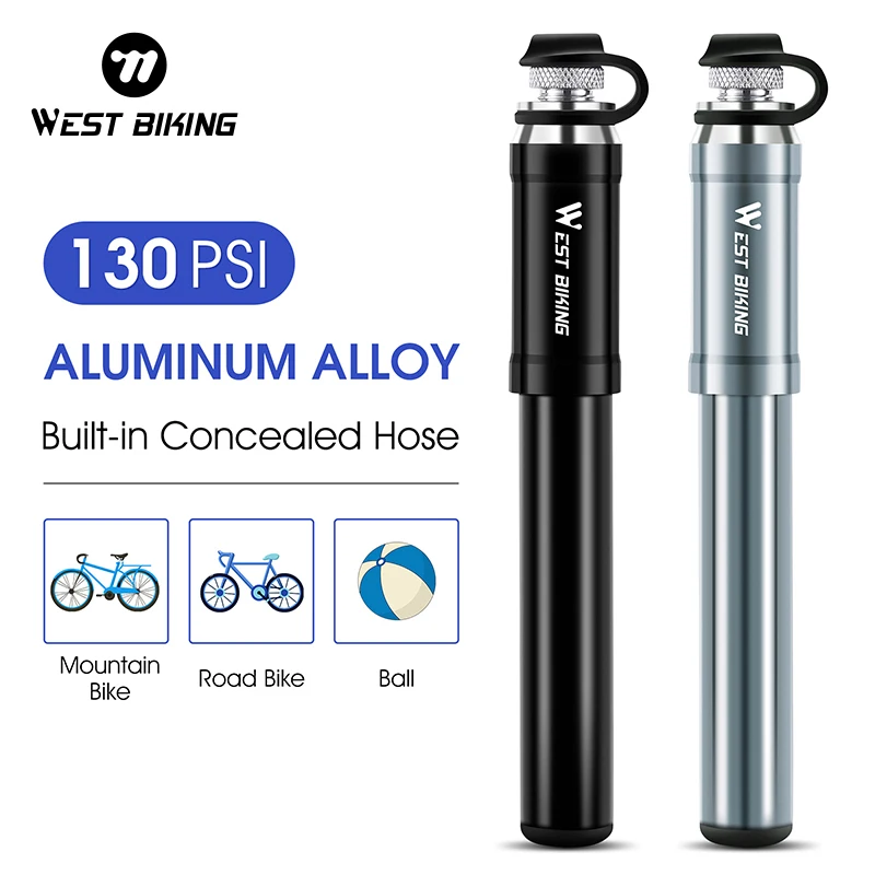 

WEST BIKING Bike Inflated Pump High Pressure 130PSI Aluminum Bicycle Air Pump Presta Schrader Valve Bike Tire Pump With Hose