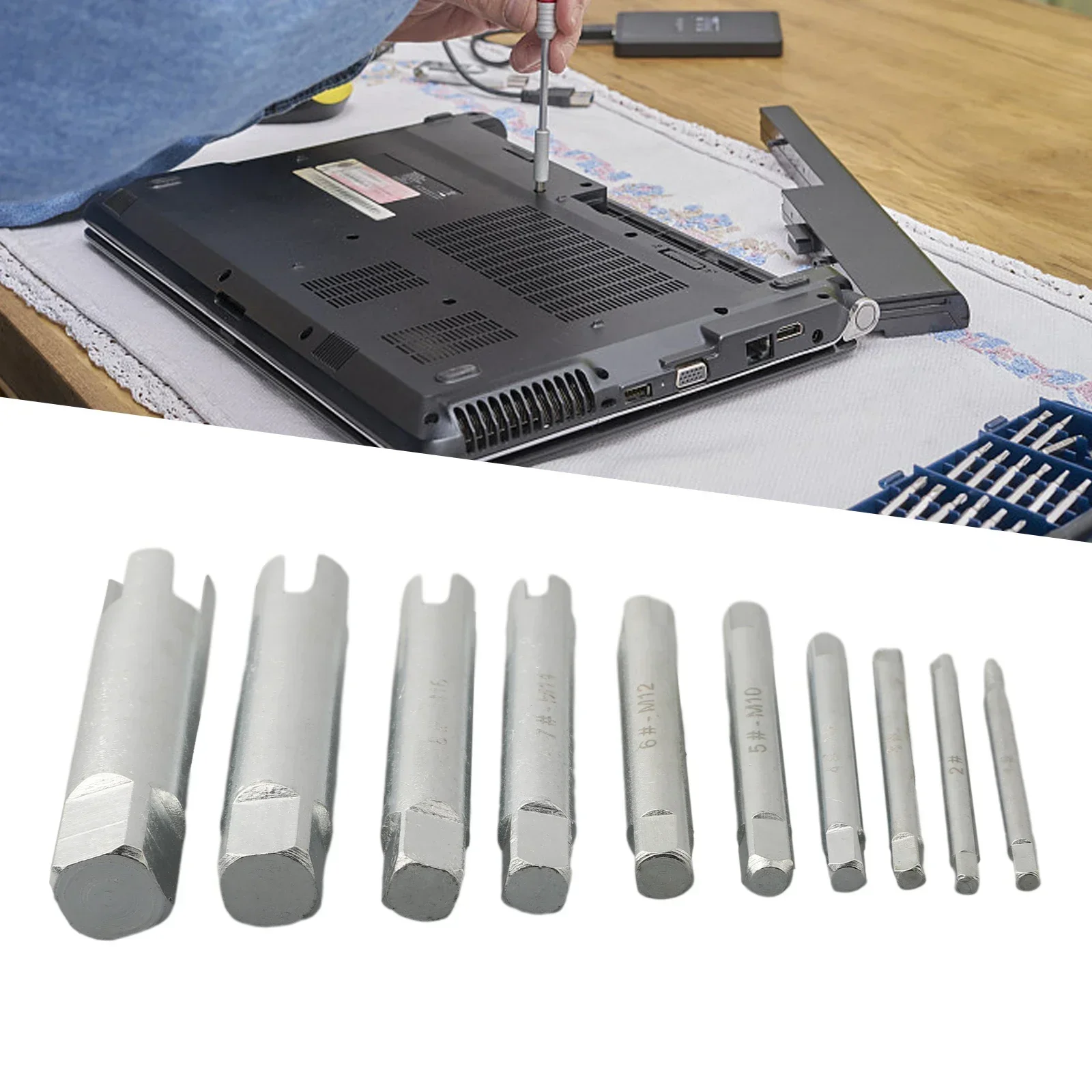 

Stripped Damaged Screw Tap Extractor Set, 10pcs, Effective Broken Head Removal Tool, Must Have for DIY Enthusiasts