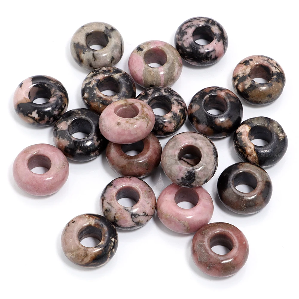 6 stks 14x8mm Natuursteen Kralen Amethist Tijgeroog Agaat Jade Abacus Vorm Big Hole Losse Kralen voor Sieraden Maken DIY Armbanden