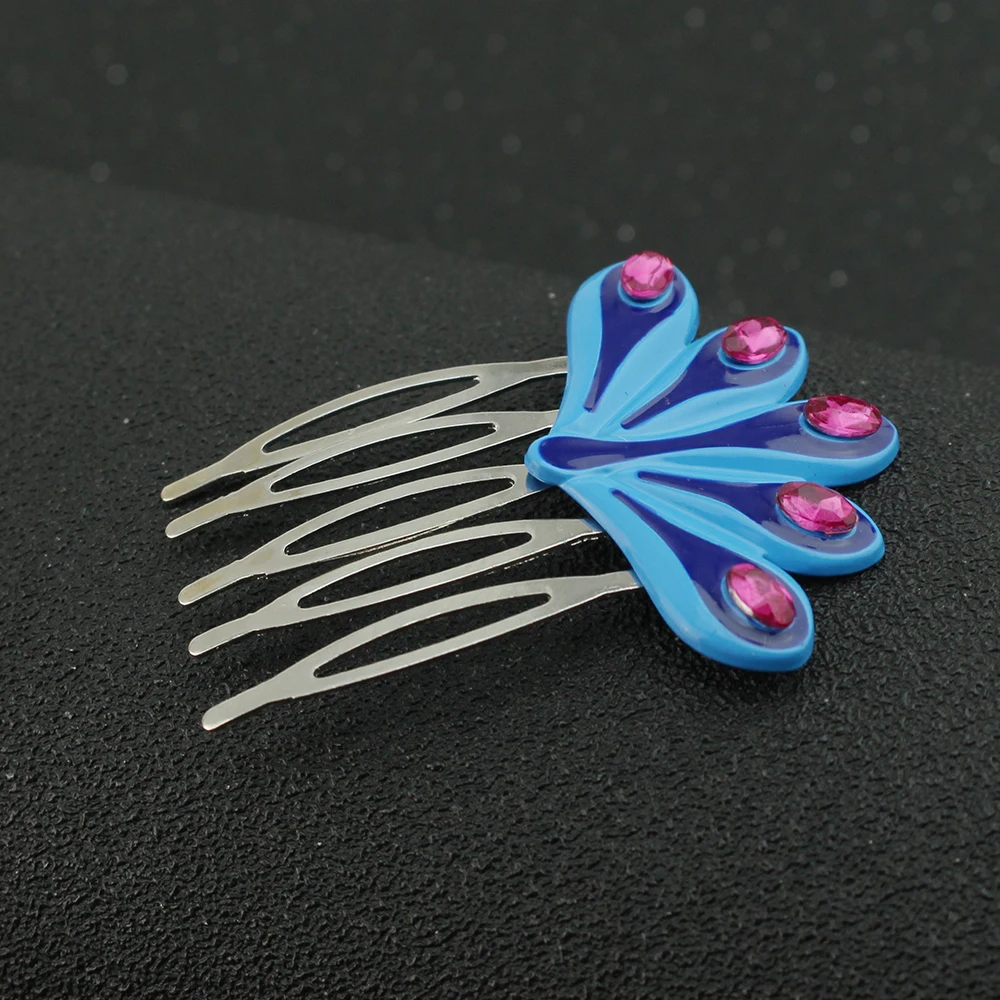 لطيف الأزرق الطاووس أغطية الرأس الكرتون دبوس الشعر المعدني زي لوازم الحفلات للفتيات الهدايا