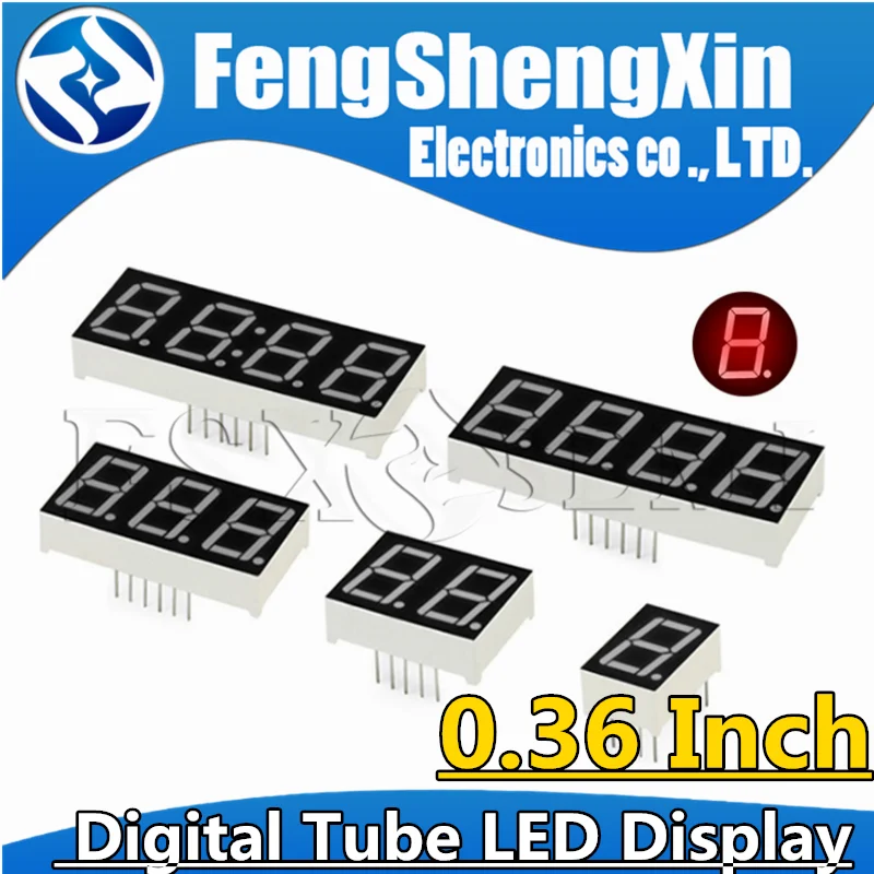 LED 디스플레이 7 세그먼트 1 비트/2 비트/3 비트/4 비트 숫자 튜브, 빨간색 공통 음극/양극 디지털 0.36 인치, 5 개