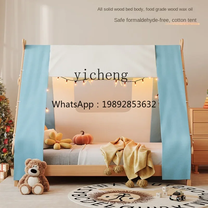 เตียงบ้านต้นไม้เด็กทำจากไม้เนื้อแข็ง AG เตียงเดี่ยวทรงเต็นท์น่ารักสำหรับเด็ก