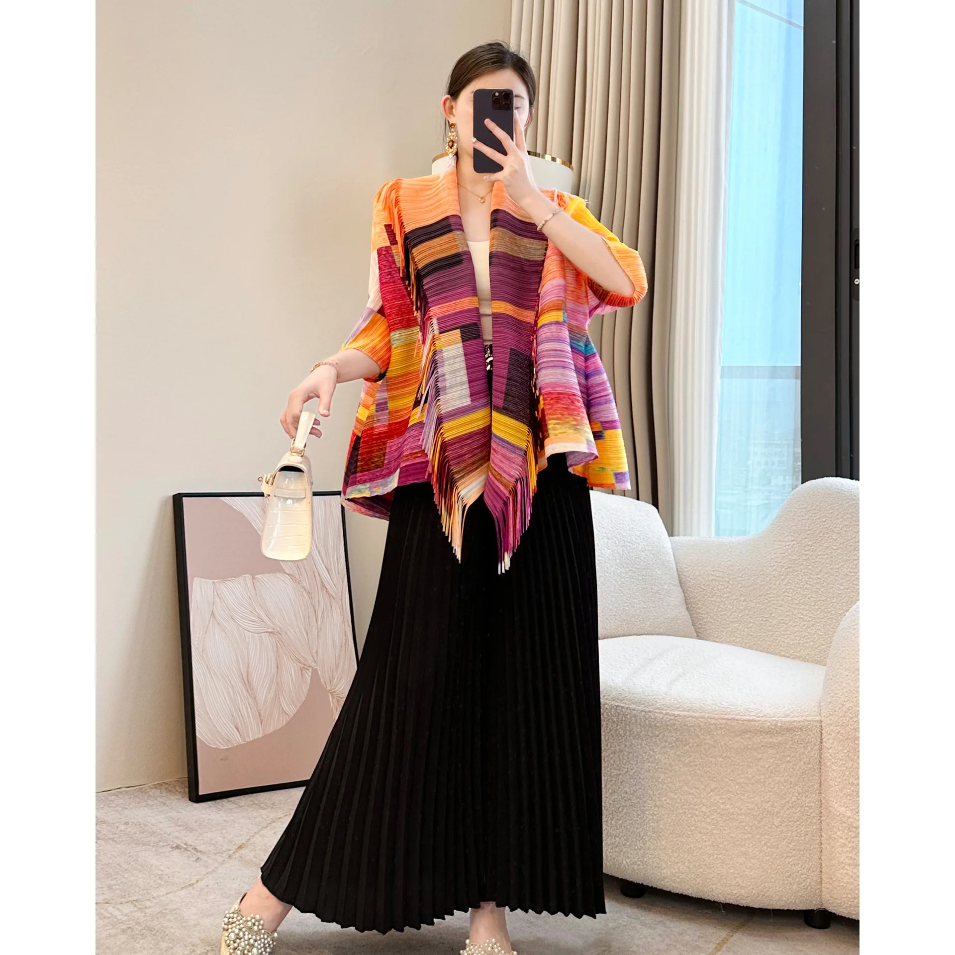 Miyake Style Pleated Summer Short Jacket for Women 2025 New Large Size Versatile Fashion Cardigan Top Personalized Outfit