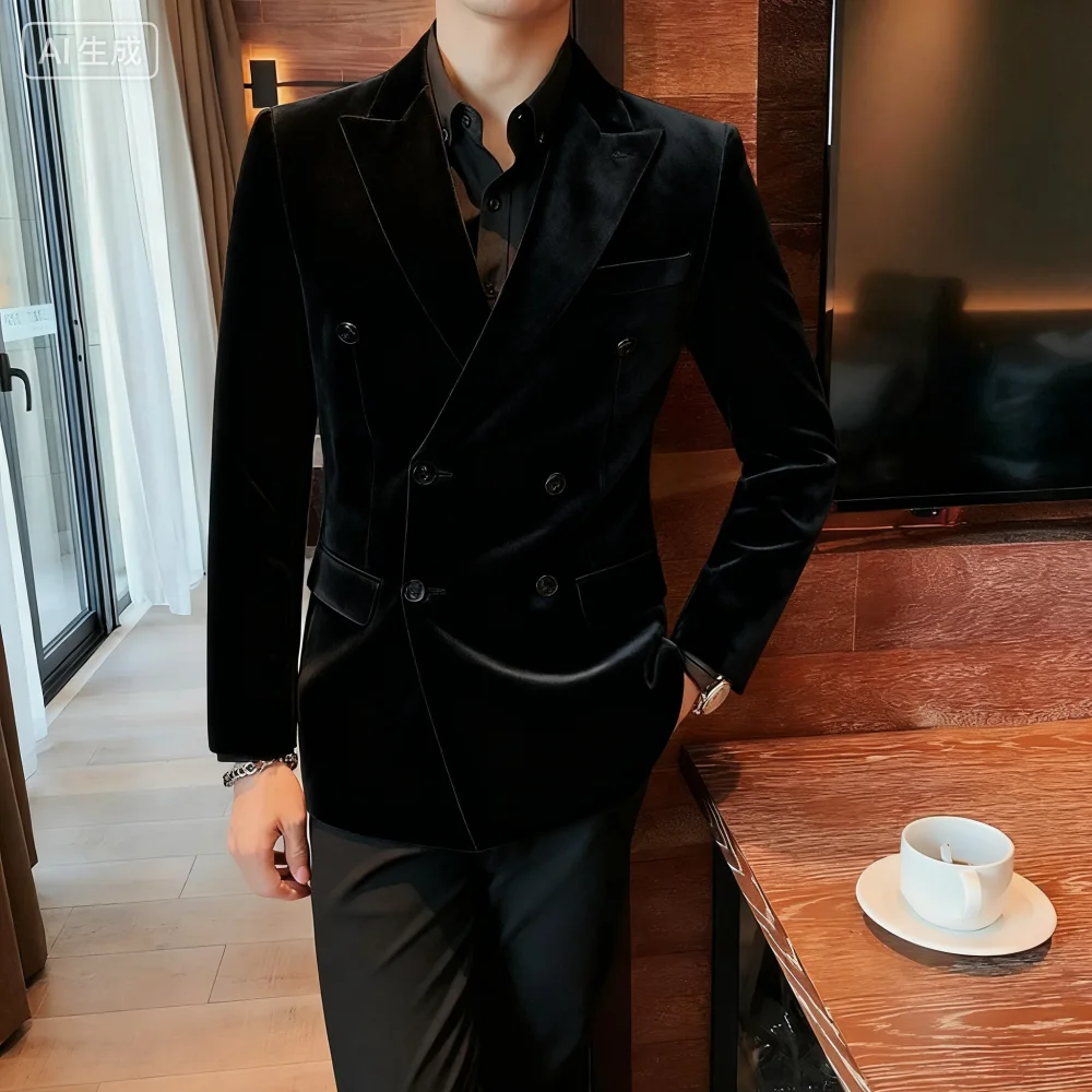 سترة عمل مزدوجة الصدر سترة جديدة بأكمام طويلة وطول عادي سترة قابلة للتمدد 3XL ملابس عمل احترافية