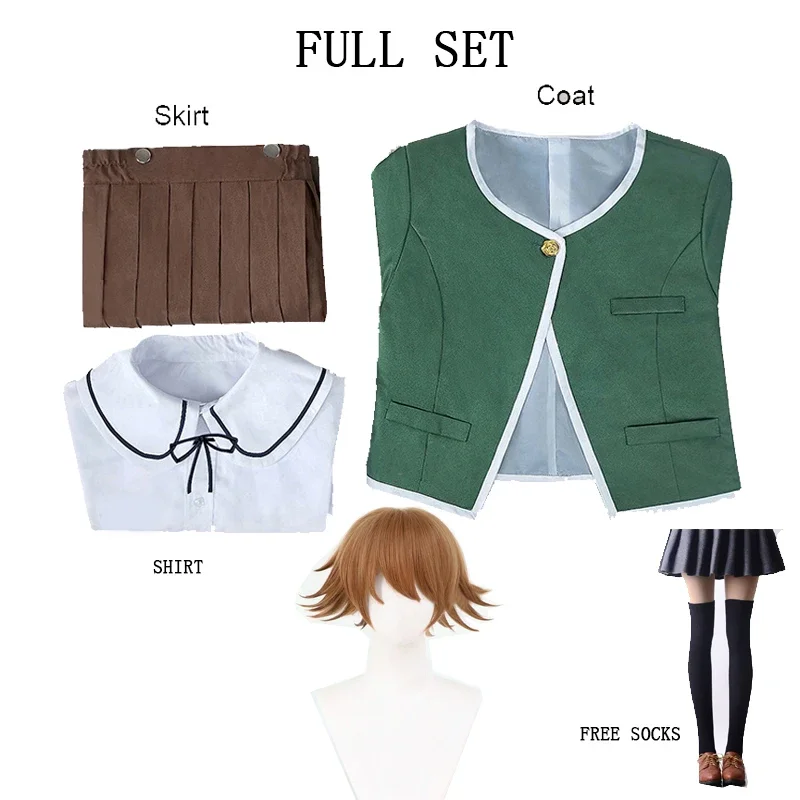 CosplayAnime Kuma Chihiro Fujisaki, disfraz de Cosplay Danganronpa Fujisaki, peluca de Cosplay, uniformes JK para mujer, traje de Carnaval de Halloween