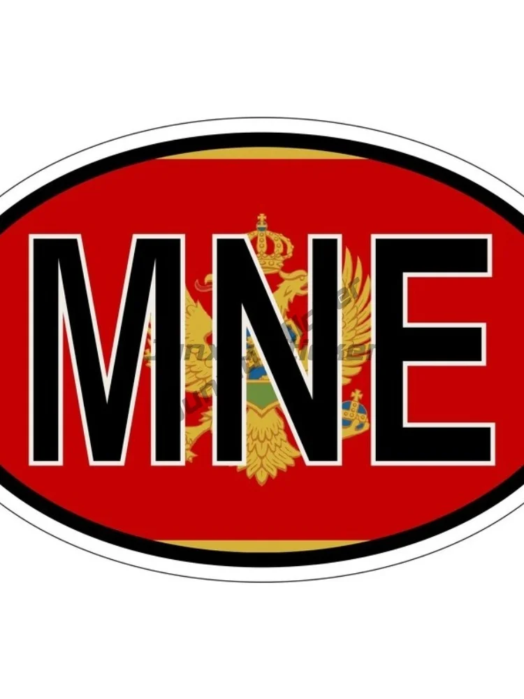 Sticker Oval Flag Country Code Montenegro Mne-Window High Quality Vinyl Self-Adhesive JDM Decal