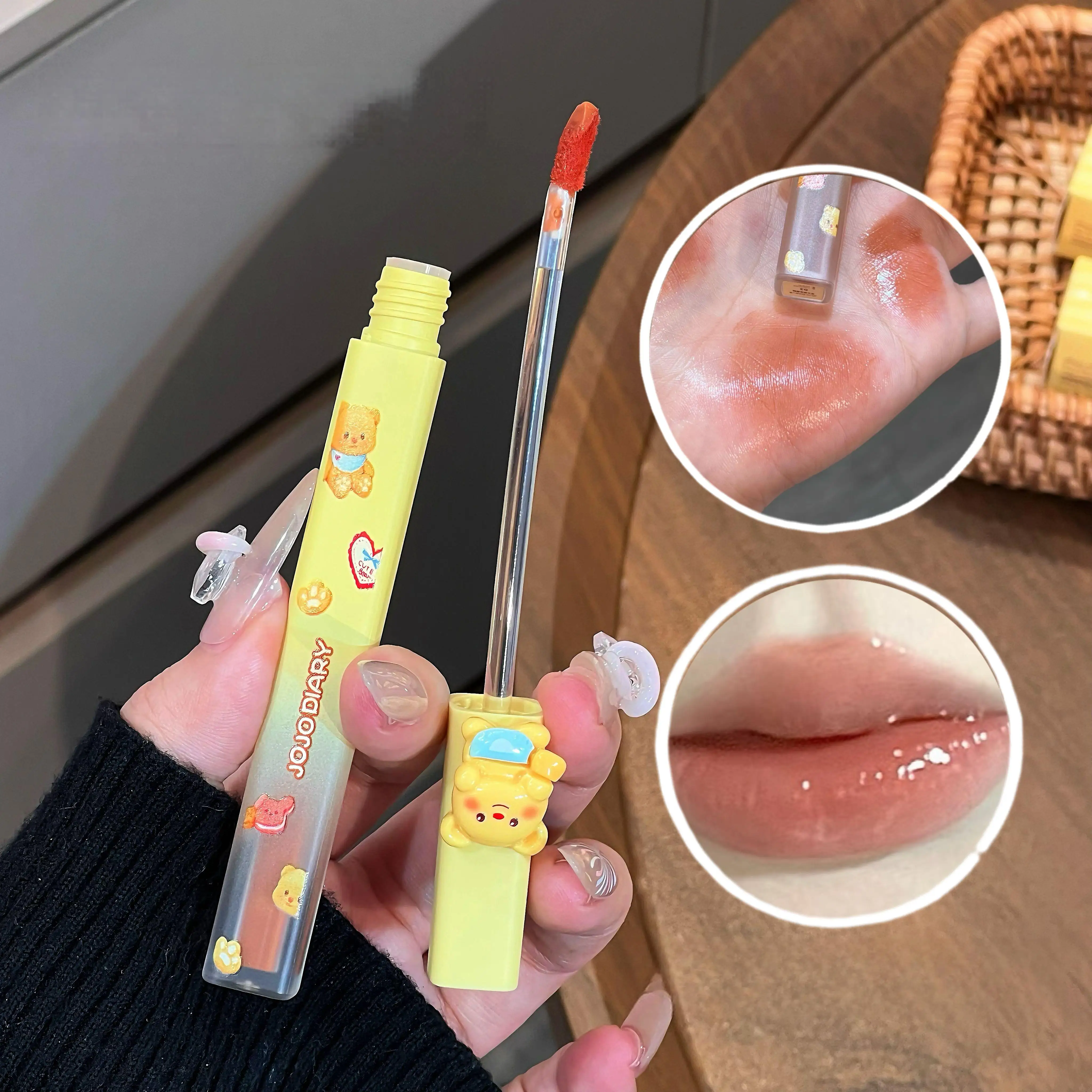 Cheesy Bear – vernis à lèvres miroir, lèvres repulpées hydratantes, vernis à lèvres léger à l'eau, durable, pas facile à coller, brillant à lèvres miroir