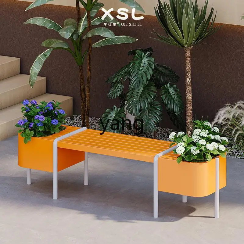 LMM cafe plastic wood roof fence balcony square seat outdoor flower pot combination