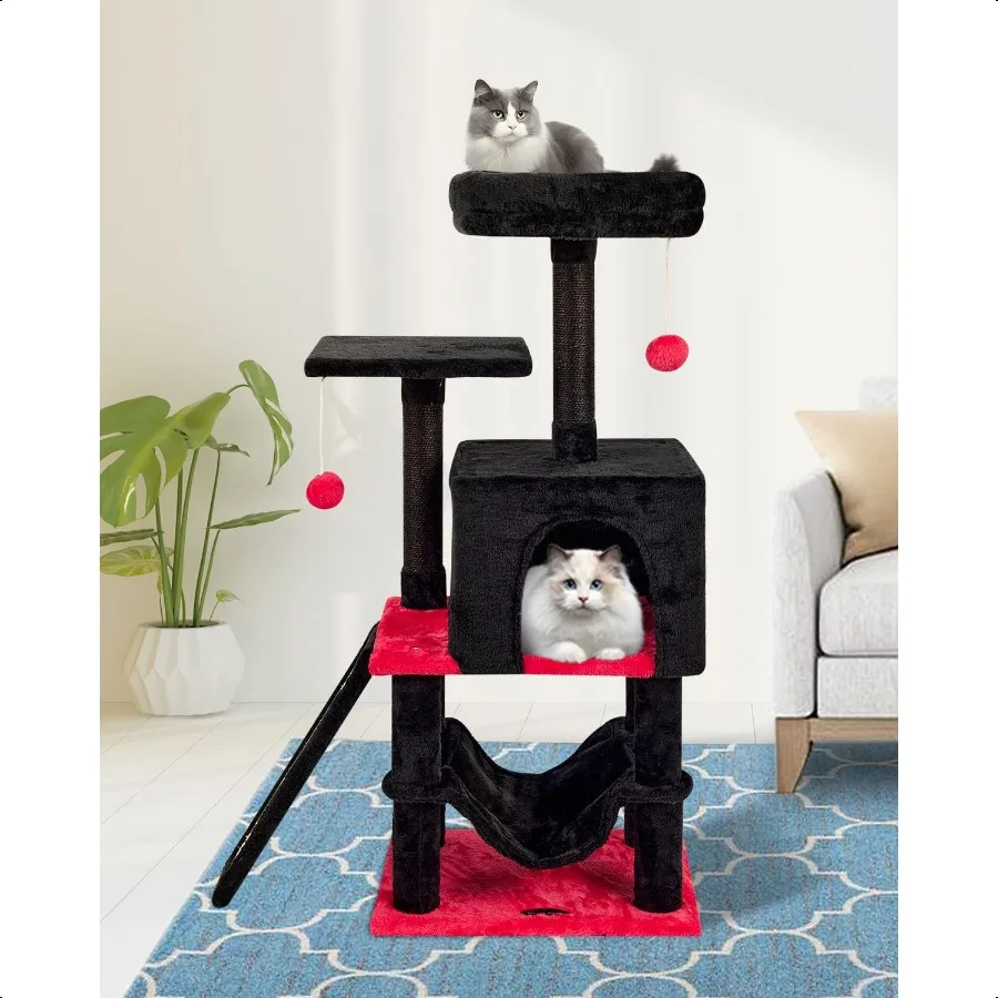 Gotycki drapak dla kota z łóżkiem w kształcie trumny dla kotów domowych, wieża dla kota z drapakiem, nowoczesny domek do zabawy dla dużych kotów, kondo