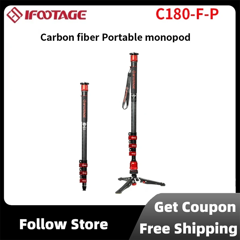 

IFOOTAGE Cobra 3 C180F-P 71" Carbon Fiber Monopod Camera Monopod with Pedal Locking Control, Quick Release, Maxload 8KG