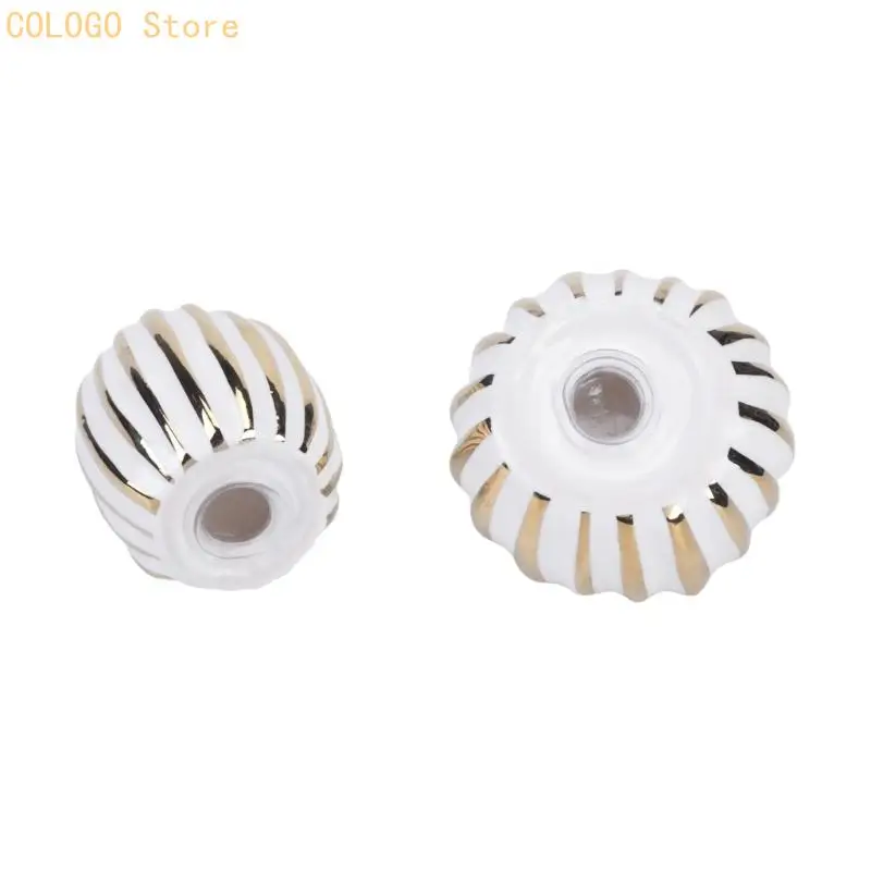Seasoning Dispenser Shakers, 2Pieces White Finish with Gold Accent Ribbed Powder Condiment Jars for Kitchen Use and Dining Table