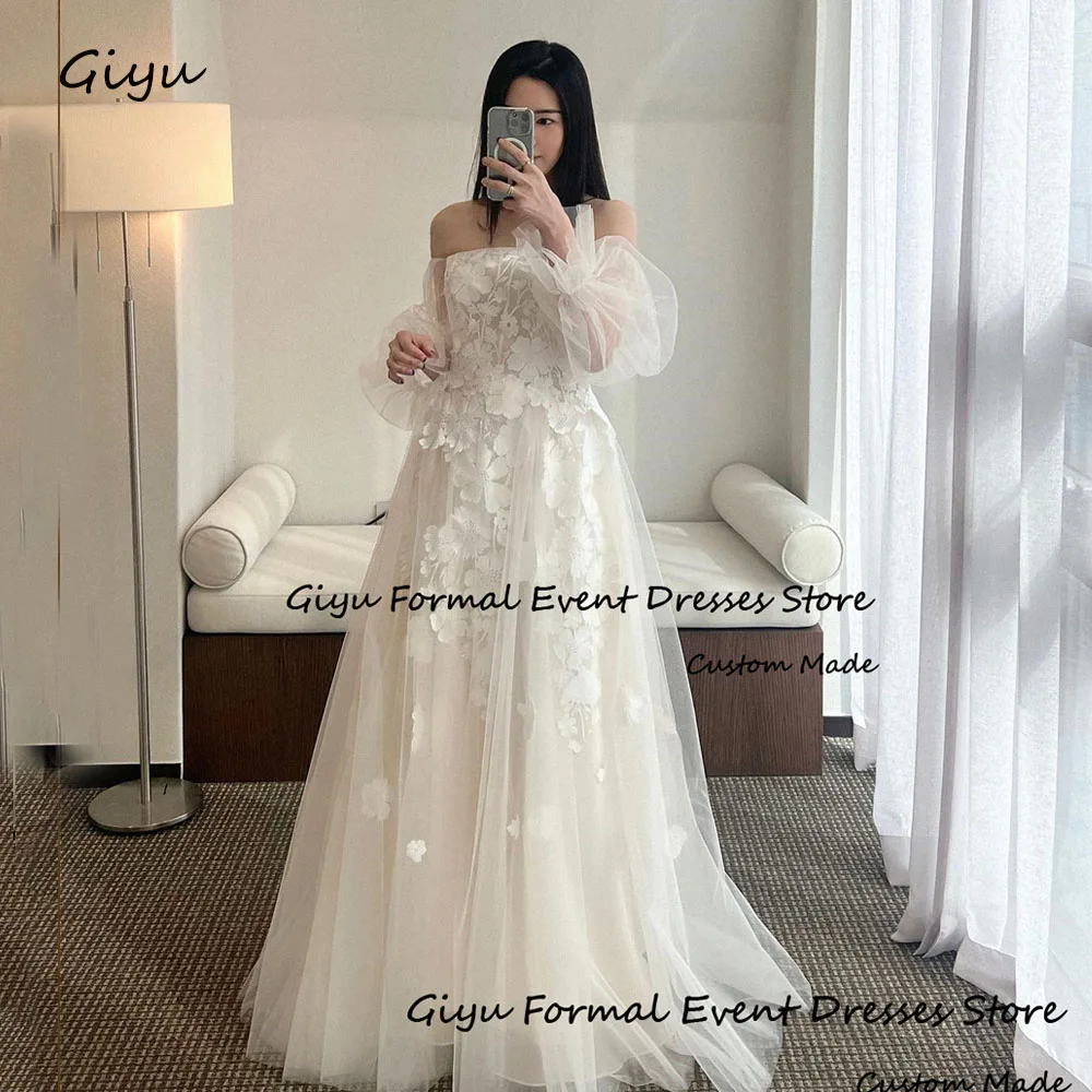 Giyu Fairy Lace Followers Wedding Dresses For Woman Off the Shoulder Floor-Length Vestidos De Novias 2024 Draped Bridal Gown