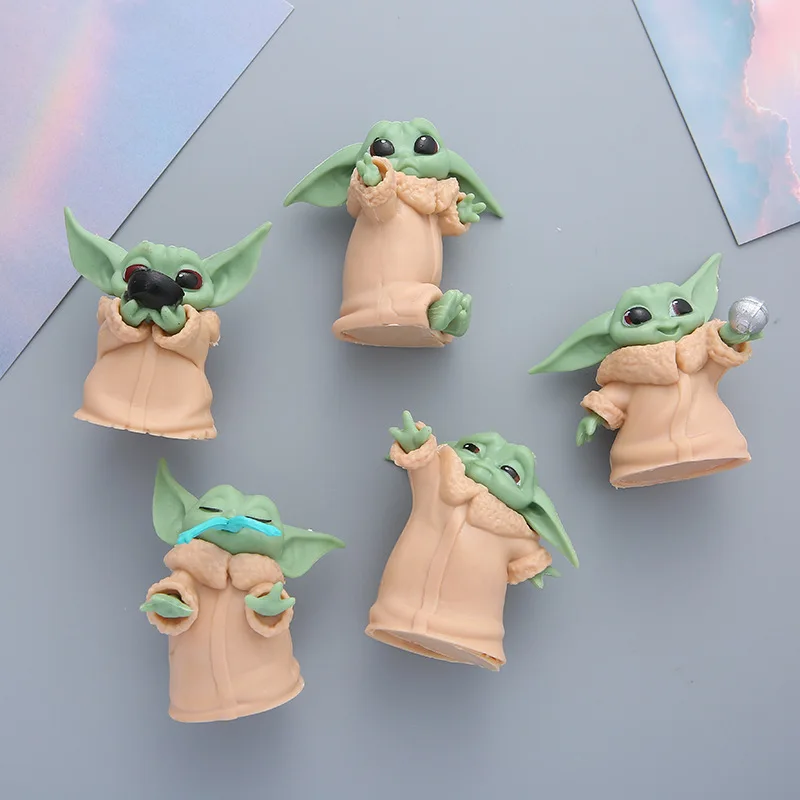 5pcs/set Baby Yoda 3D Star Wars Refrigerator Sticker Pvc Fridge Magnet Refrigerator Door Decoration The Mandalorian Figure Dolls