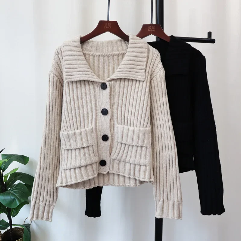 

2024 Women Sweater Cardigan Kintted Button Cute Pocket Loose Spring Autumn Vintage Winter Streetwear Y2k Jumper Coat Pullovers