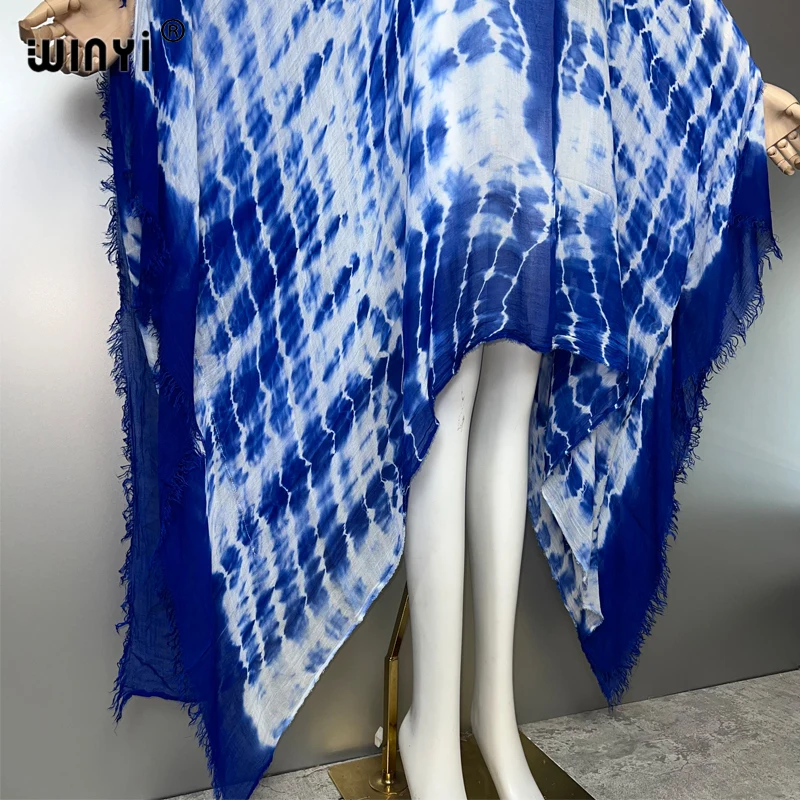 Winyi novo vestido tie-dye beachwear vestido sexy elegante praia cobrir vestidos kaftan das mulheres abaya dubai luxo mulher muçulmana