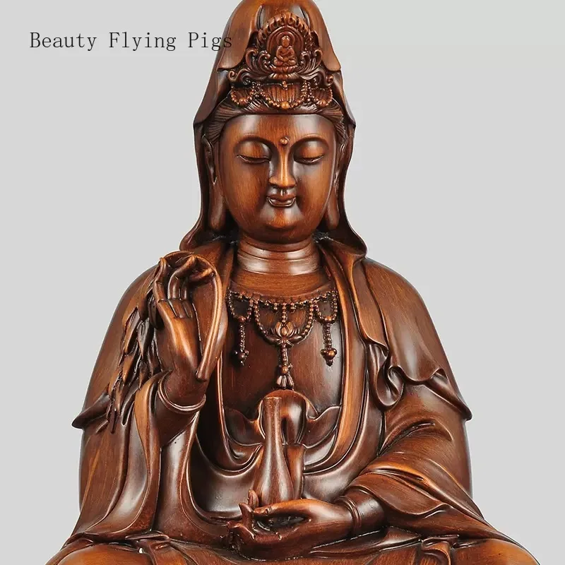 1PCS 18x18x29cm resin Guanyin Buddha statue decoration living room entrance altar Buddhist hall dedicated to figures and statues