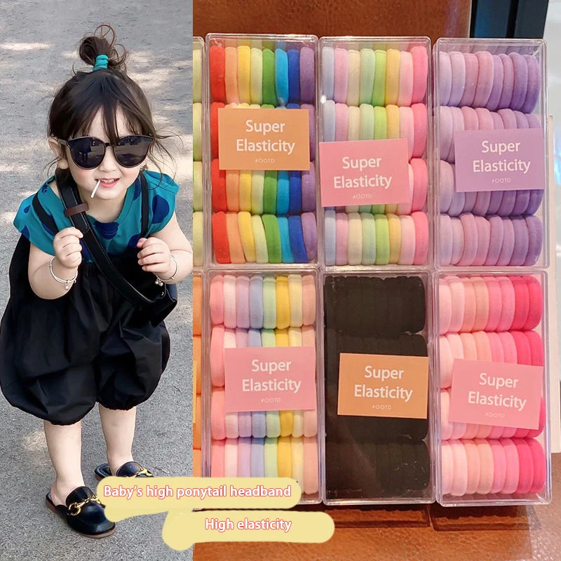 32PCS Colored Hair Circles, No Harm to Hair, High Horsetail Hair Rope, Tie Head Rope, High Elastic Box Set of Rubber Bands.