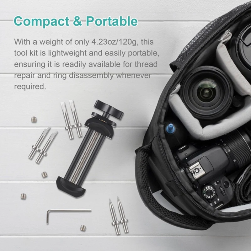 Camera Repair Tool With Detachable Flat & Pointed Tips For Camera Lens All Metal Lens Repair Set With 6 Tips 8 Screws