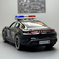 1/32 Taycan Police Metal Toy Alloy Car Diecasts & Toy Vehicles Car Model with Sound Light Pull Back Model Car for Children Gifts