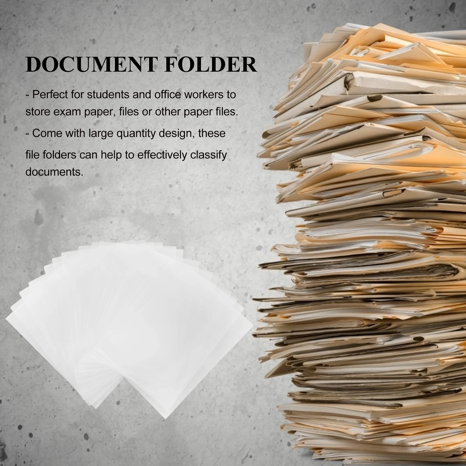 

30 Pcs A4 L Shape Clear PP Material Document Folders File Bags Tear Proof Waterproof Office Student ganizer Storage