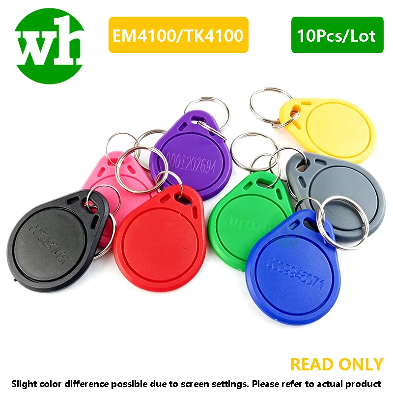 10Pcs/Lot 125Khz EM4100 TK4100 Read Only Chip Card Key Fob Proximity ID Token Ring Keyfobs For Access Control System