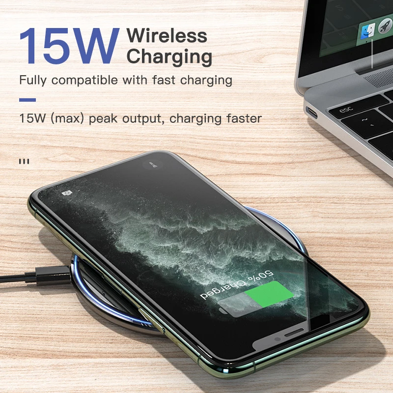 15W Wireless Charger For 14 13 12 11 Max XS XR 8 Plus Mirror Wireless Charging Pad For S9 S10+ Note 9 8