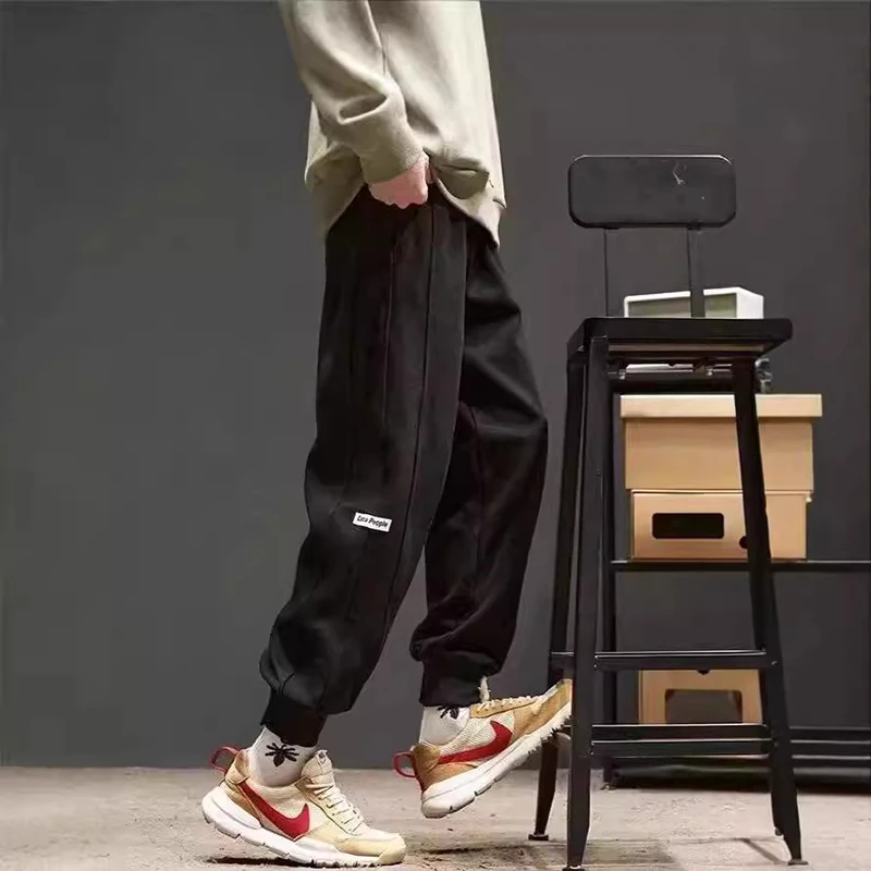 2024 Men's Casual Sweatpants Trendy Unisex Loose-fit Pants Autumn Cargo Foot Binding Trousers High Street Outdoor Male Sweatpant
