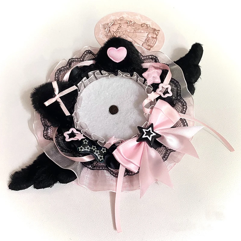 Porte-badge rond chic rétro en dentelle, Merchandising mignon avec nœud papillon et personnage de dessin animé, Badge de soutien pour célébrités et idoles, Présentoir pour badges, Décoration de rangement, Porte-badge, Saison rentrée scolaire, Saison des diplômes, Cadeaux d'Halloween et de Pâques, Petits articles créatifs Lolita, Articles Gumi, Itabag, Itaboard, Matériaux DIY, Accessoires, Porte-badge