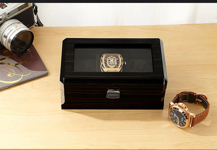 Embers Luxury Wood Grain Watch Box 3 Slots Velure Quartz Mechanical Watch Box Series Storage Box