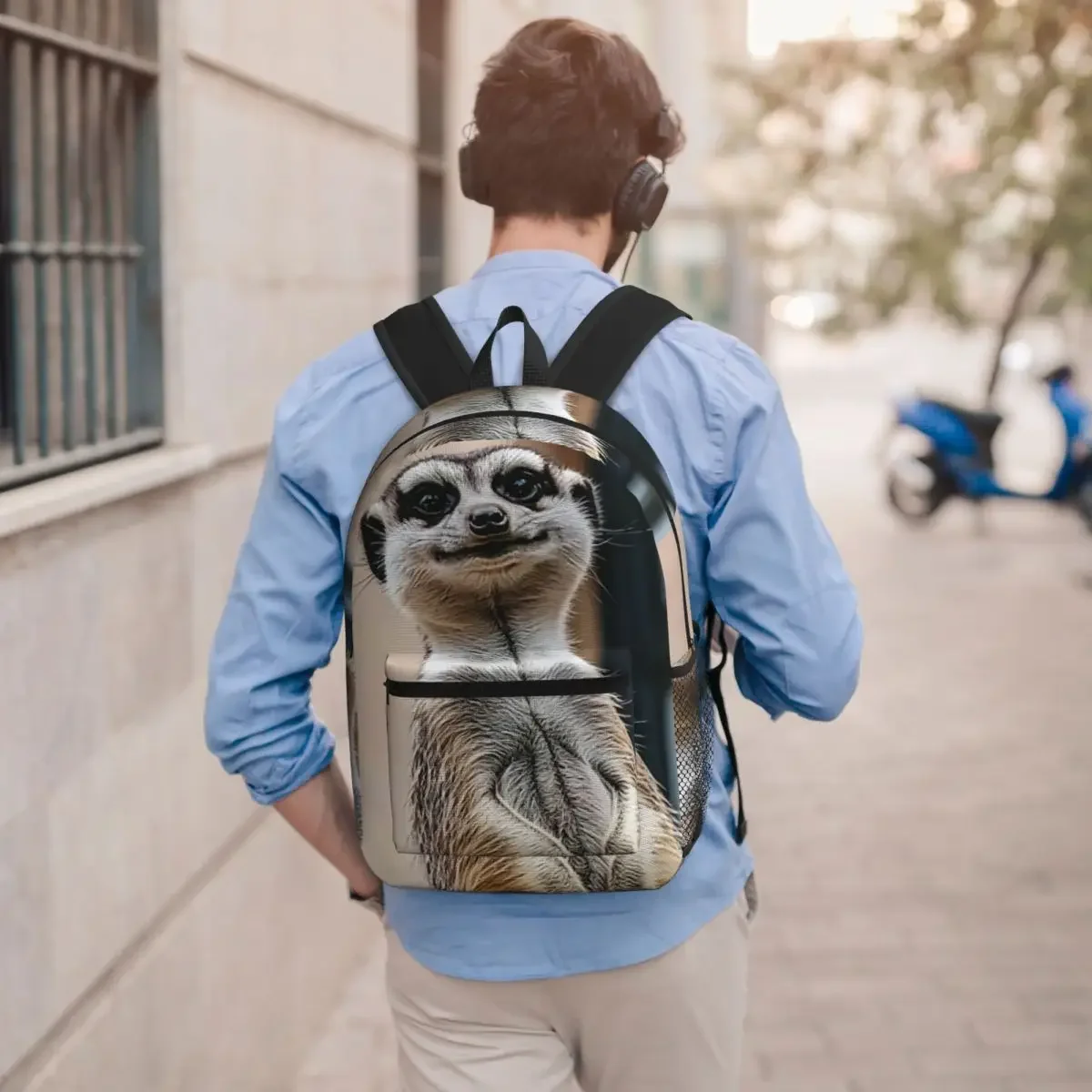 Adorable Meerkat Realistic Student Backpack School Bag Hiking Travel Daypack for Men Women Bookbag Shoulder Bags