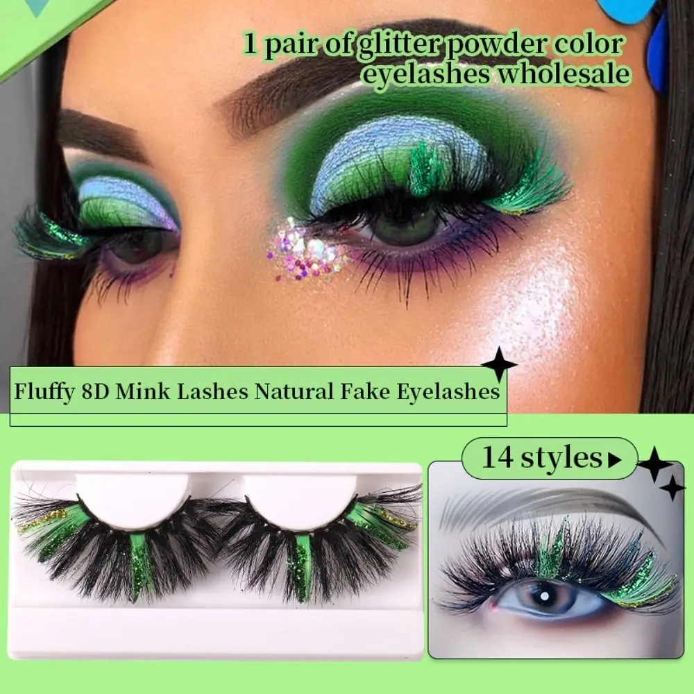 1 Pair Dramatic Decorative Lashes Mink Eyelashes Fluffy Sequins False eyelashes Colorful Christmas