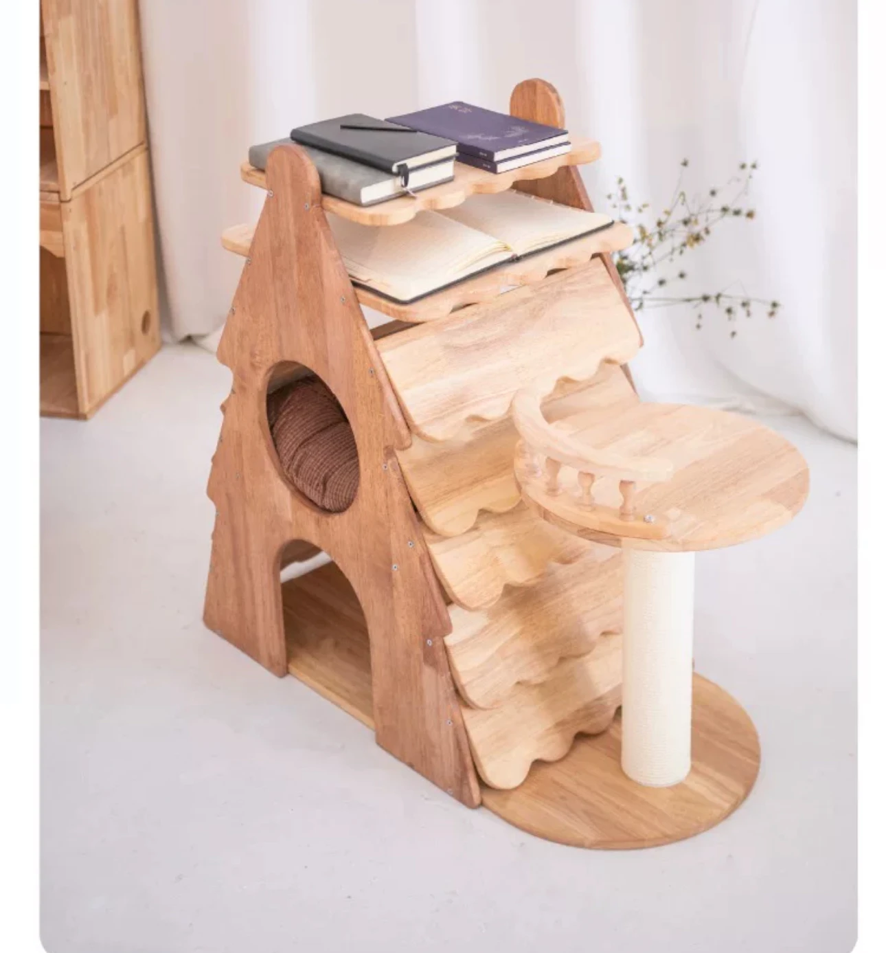 Double-layer cat nest cat tree solid wood cat crawler shared furniture French cat coffee table pet nest Christmas tree cat nest