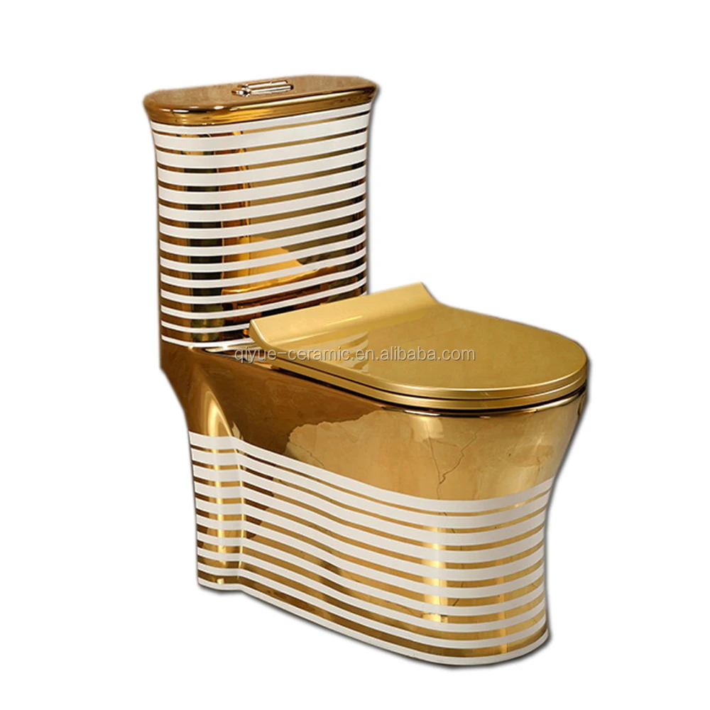 Sanitary equipment luxury ceramic floor mounted one piece new gold toilet