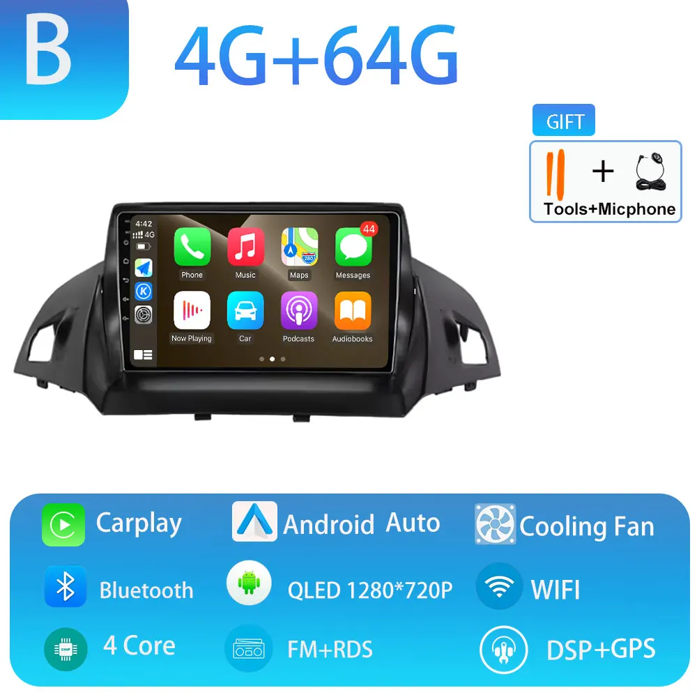 Autoradio voor Ford C-MAX Kuga 2 Escape 3 2012-2019 Carplay Autoradio Android 15 Auto GPS Auto Multimedia touchscreen 4G WIFI