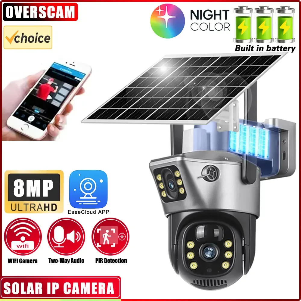 

8MP HD WiFi PTZ Camera Outdoor Wireless Solar IP Camera Built-in Battery Video Surveillance PTZ Camera Long Time Standby Sold