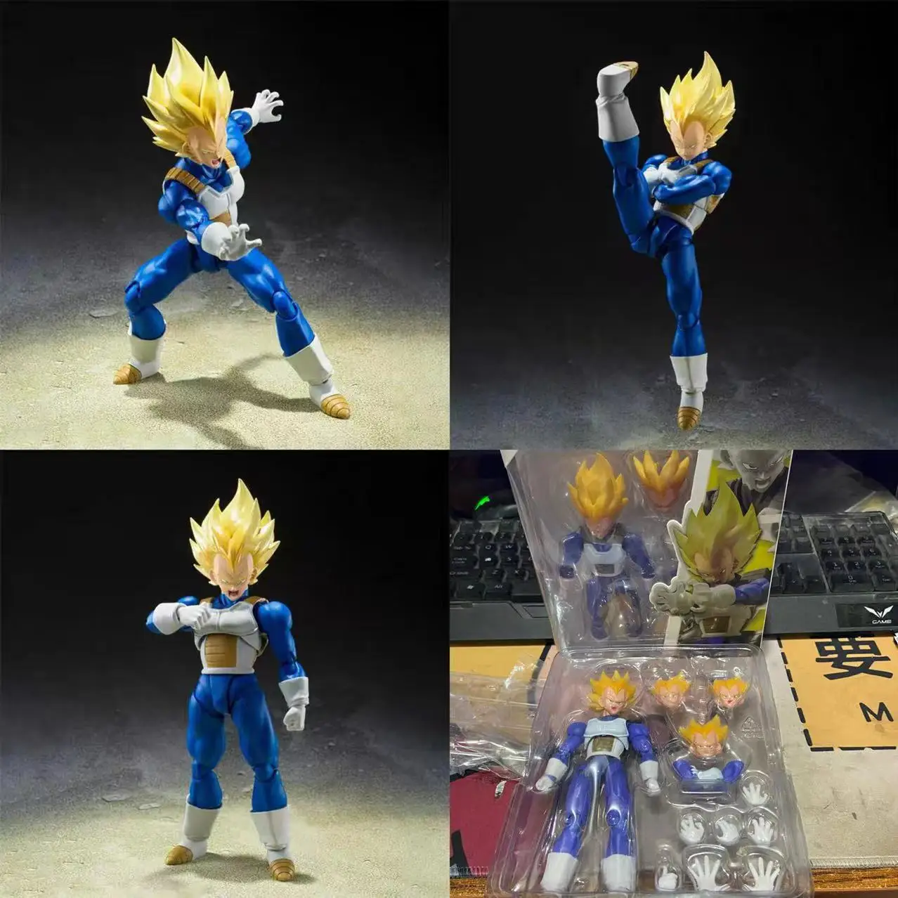 Dragon Ball Super Saiyan Vegeta Sammler-Actionfigur Modell mit Extra Saiyan-Blut Händen, Desktop-Ornament Überraschungsspielzeug