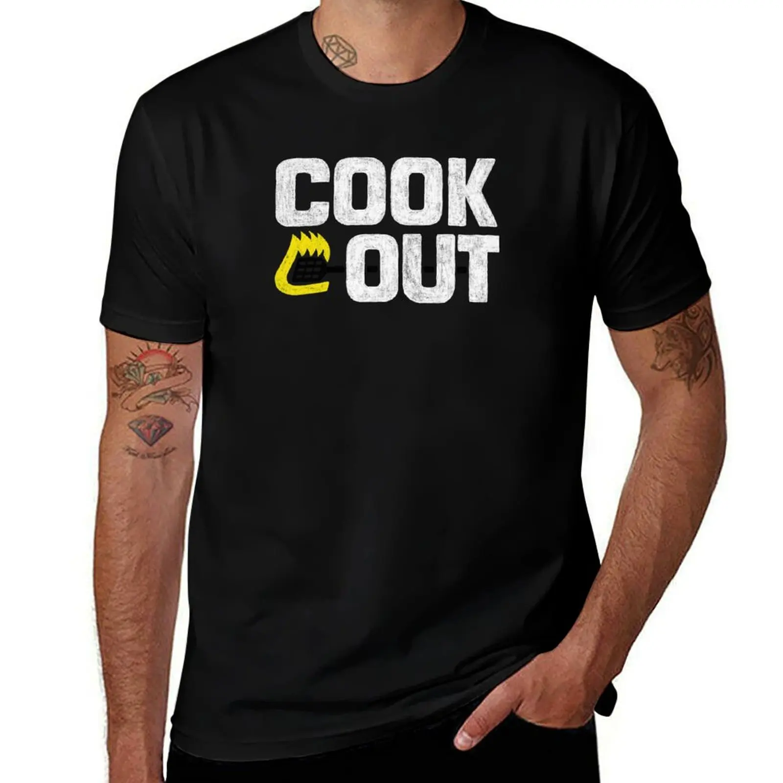 

Cookout - Vintage Chalk Texture - White & Black T-Shirt Louboutins summer top Man t-shirt rapper graphic tees funny t shirts men