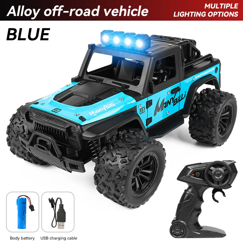 1:16 Hoge snelheid off-road legering RC auto's Politie Truck Jeep met muziekgeluid en LED-verlichting 2.4G Afstandsbediening Auto's Buitenspeelgoed