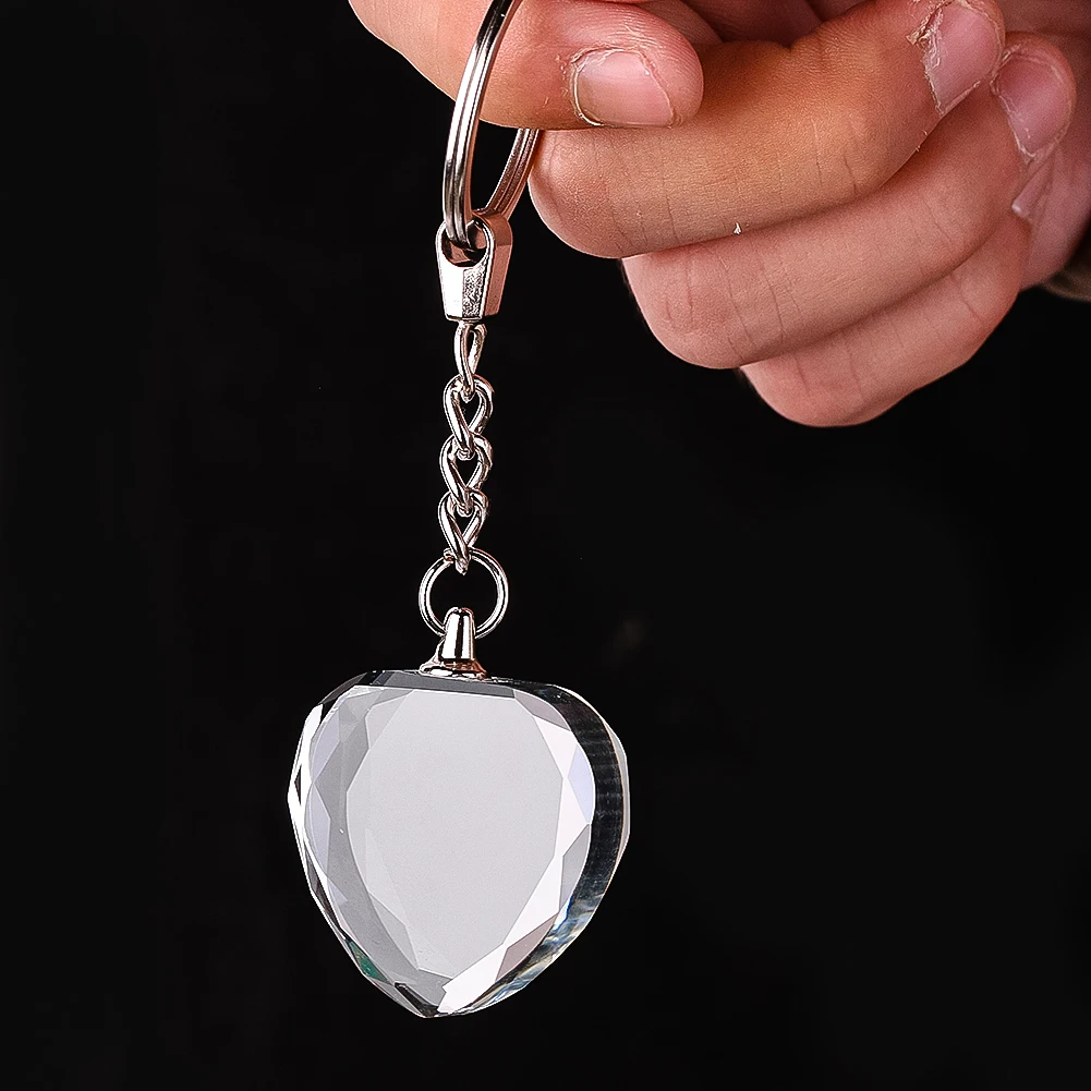 Heart Glass Crystal Keychain Clear Faceted Prism Geometric Design Sturdy Unbreakable Sparkles Sunlight Pendant Jewelry Gifts