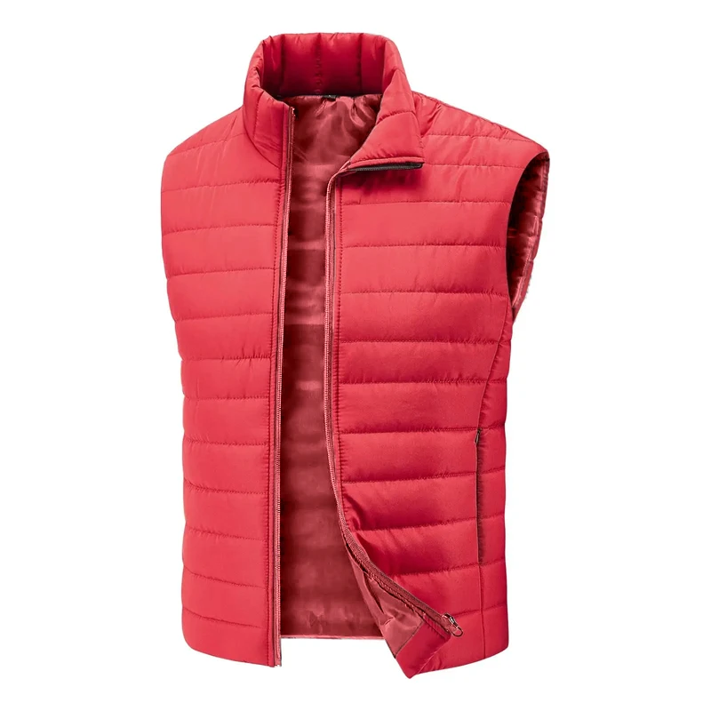 Rompi Kasual Pria untuk Aktivitas Luar Ruangan, Jaket Tanpa Lengan Ringan dengan Ritsleting, Mantel Hangat, Rompi Bulu dengan Kantong, Jaket Kerja