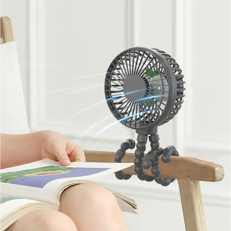 

Factory Wholesale Battery Operated Electric Flexible Tripod Clip Fan Mini Portable Usb Rechargeable Octopus Baby Stroller Fan