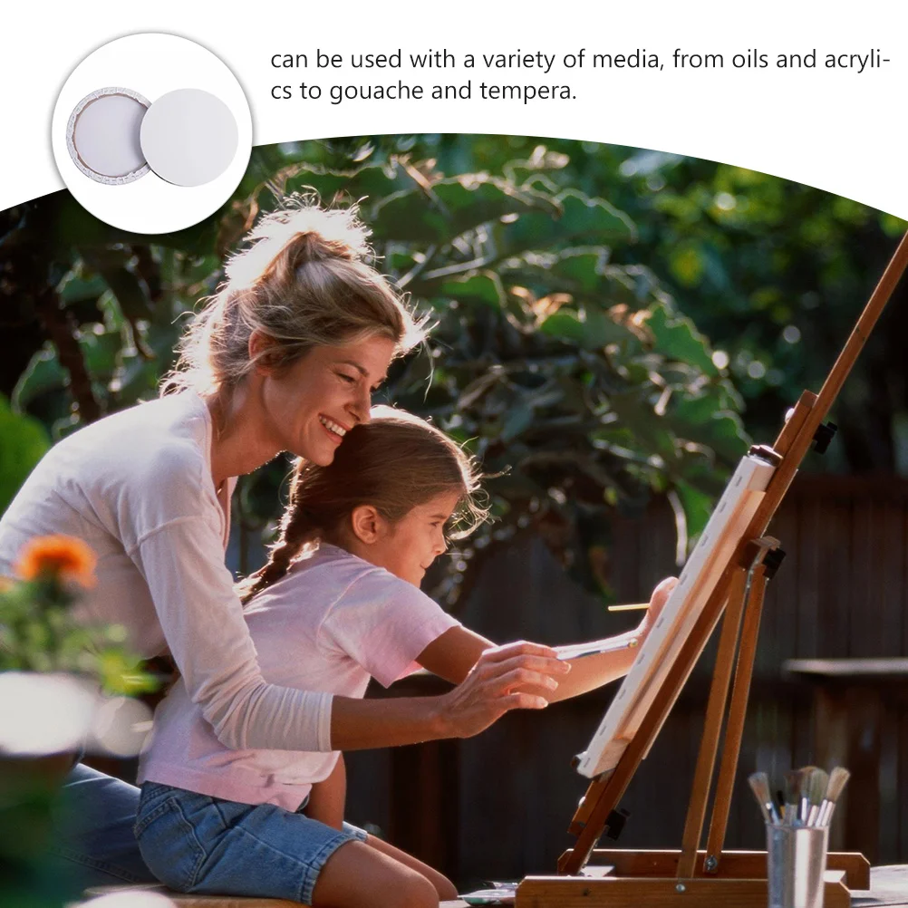 

2Pcs 30cm Round Oil Painting Canvas Thick Cotton Stretched Canvas Boards Wooden Frame Artist Painting Panel DIY Accessory