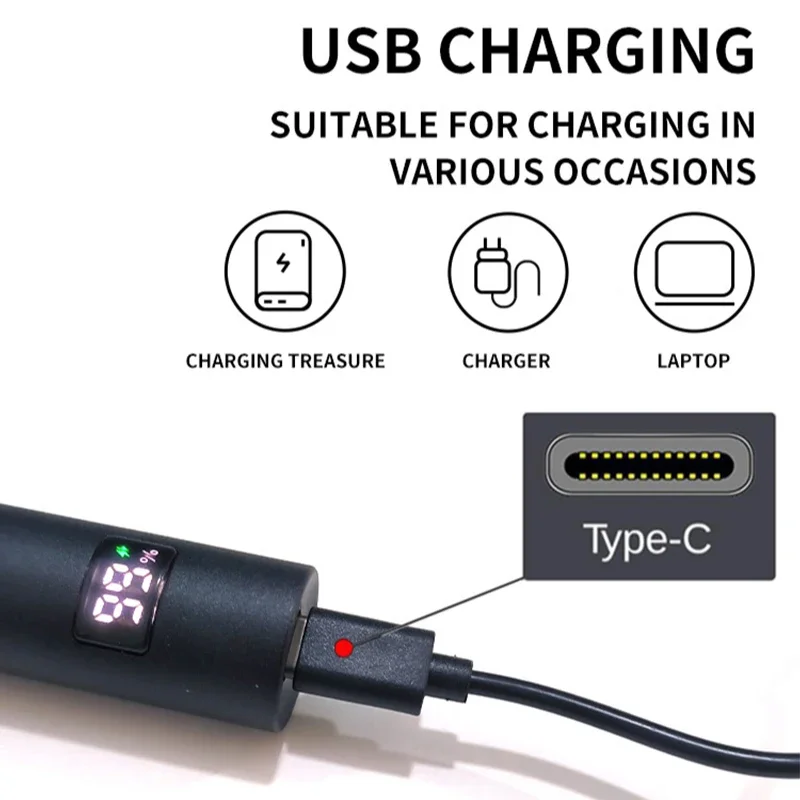 XMSJ 3-in-1 Men's Electric Nose Hair Trimmer LED Display Portable Painless T-shape Rechargeable Sideburns Eyebrows Beard Trimmer